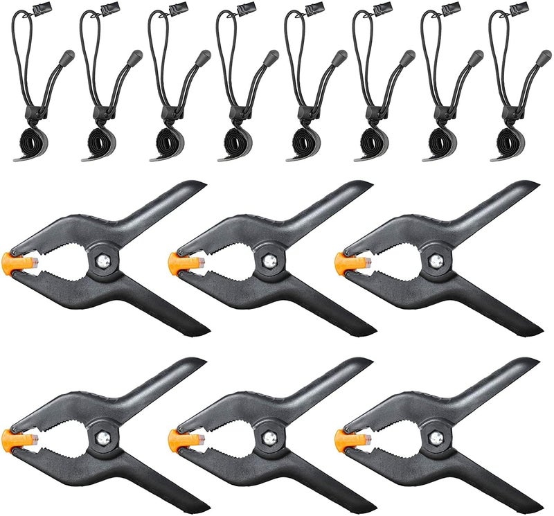 EMART 4.5 inch Heavy Duty Backdrop Clamp Kit-6 Spring Clamps, 8 Background Clip Holders for Muslin Stand, Canvas, Paper, Fabric, Chromakey Screen, Photo Studio, Photography Backdrops Support - Image 1